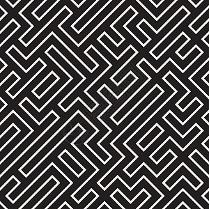 不规则的迷宫线 矢量无缝黑白图案包装窗饰对角线装饰大杂烩打印黑色插图路线倾斜图片