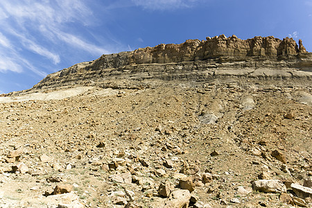 犹他州岩层爬坡巨石倾斜瓦砾岩石沙漠图片