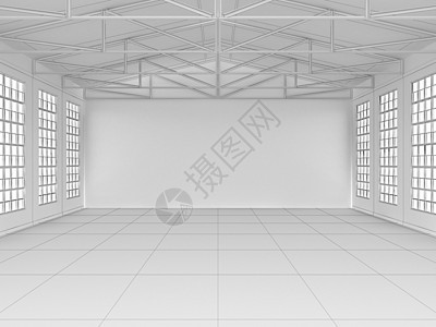 有在墙壁和ceilin的窗口的大大厅公寓广告空间3d白色插图办公室地面画廊建筑图片