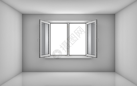 白色房间和开放窗口地面公寓市场3d风格建筑学商业住宅大厅窗户图片