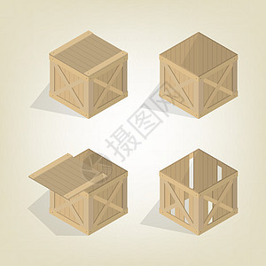 逼真的木箱图棕色货运包装货物贮存绘画插图运输托盘网络图片