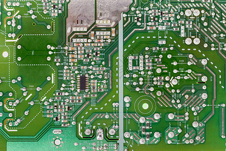 电子板闭合的碎片电阻器电路板印刷电容器芯片组件元器件组装电子电路电子产品背景图片