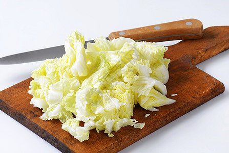 中国卷心菜蔬菜树叶食物沙拉健康菜刀砧板图片