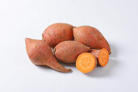 红薯宽粉甜土豆根横截面根菜块茎团体橙子食物蔬菜密封背景
