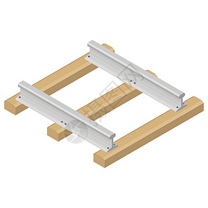 等距矢量图中的铁轨旅游过境栏杆材料电车白色火车车站交通光束图片