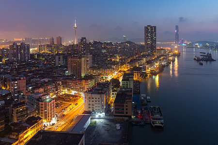 澳门塔反射首都地标蓝色天际市中心景观建筑学城市天空图片