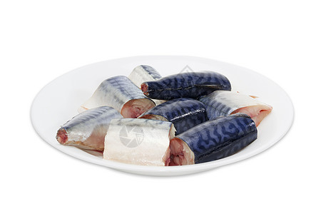 白盘上切成咸菜的花南瓜鹦鹉盘子鱼类菜肴食物厨房鲭鱼海鱼烹饪梳理海洋图片