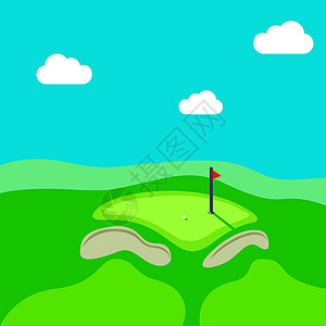 高尔夫洞矢量绿茶叶背景插图图片