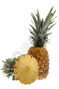 成熟的菠萝食物水果甜点黄色美食热带小吃绿色营养白色图片