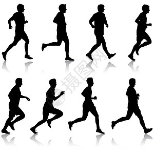 套剪影 短跑运动员 它制作图案矢量图游戏竞技成人插图身体竞赛优胜者训练跑步速度图片