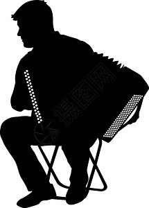 它制作图案白色背景上的剪影音乐家手风琴演奏者男性竖琴乐趣乐器文化音乐家成人欢乐手指钢琴图片