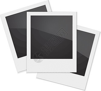 白色背景上的复古相框宝丽来 矢量说明卡片相片集专辑收藏边界滚动标识插图黑色照片背景图片