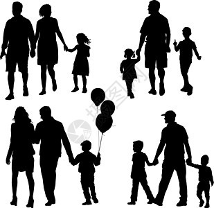 在白色背景上设置幸福家庭的轮廓 矢量图母亲爸爸男生团体女儿插图男人快乐妈妈女士图片