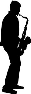 白色背景矢量它制作图案的剪影音乐家萨克斯演奏家乐器按钮旋律男人口琴乐趣竖琴文化成人喇叭图片