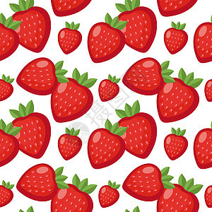 草莓无缝模式 浆果无尽的背景 质地 水果 矢量图图片