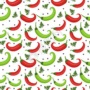 辣椒无缝模式 胡椒红色和绿色无尽背景 纹理 蔬菜 矢量插图图片