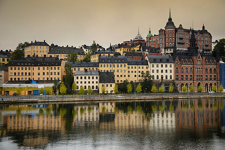 瑞典斯德哥尔摩Sodermalm区的美丽景色景观全景游客旅行天空场景建筑学旅游城市观光图片