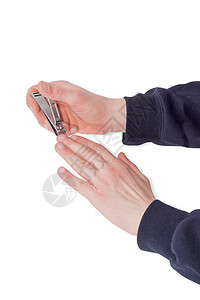 用男性手中的复合杠杆风格中的指甲剪刀护理倒刺保养指甲钳工具美甲化妆品外貌不锈钢图片