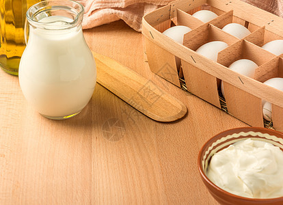做煎饼的成分桌面奶油美食营养品烹饪团体面粉营养作品牛奶背景图片