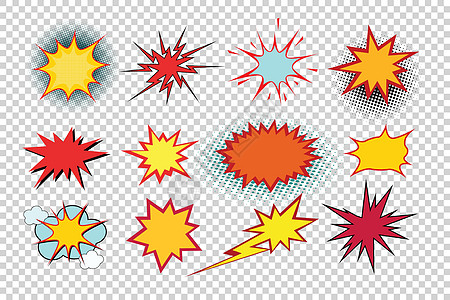 卡通爆炸波普艺术套件孤立无援图片