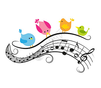 与鸟的音符钥匙唱歌海浪动物小鸟交响乐歌曲野生动物艺术邀请函图片