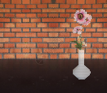 输精管中的粉红色花植物材料插图风化三角形花瓣马赛克花瓶艺术多边形图片