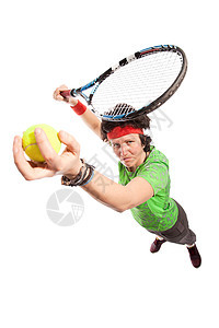 网球播放器肖像球拍女孩乐趣运动装娱乐训练网球爱好运动女士图片