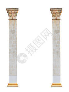 古典建筑风格中的两列 在白色背景上隔离图片