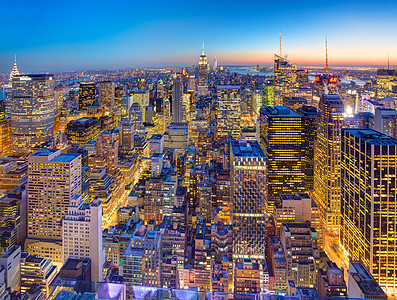 纽约市曼哈顿市中心天线地标办公室市中心帝国景观游客观景台旅行日落场景图片
