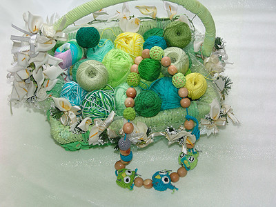 手工艺品绿色纱线 针织猫头鹰玩具图片