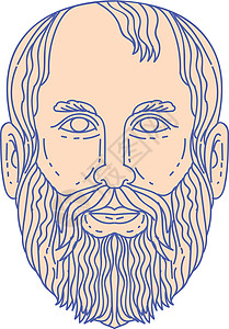 柏拉图希腊哲学家头莫诺林主义作者艺术品男性重量画线插图外观哲学家老人图片