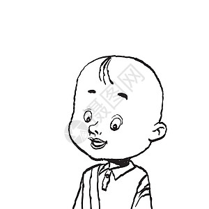 一个秃头男孩的肖像孤立它制作图案青年艺术男生插图情绪童年男人儿子婴儿瞳孔图片