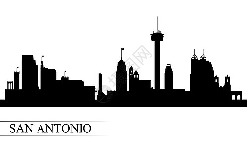 圣安东尼奥市天际线轮廓背景明信片建筑学海岸市中心全景海报旅行建筑反射插图图片