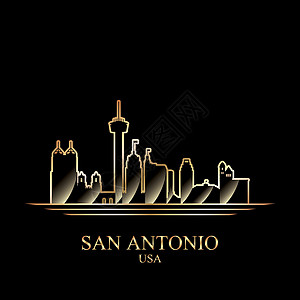 San Antonio黑色背景的圣安东尼奥金月光图片