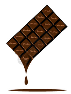黑暗巧克力棒熔化片段可可插图奶制品糖果绘画牛奶滴水内啡肽乐趣图片
