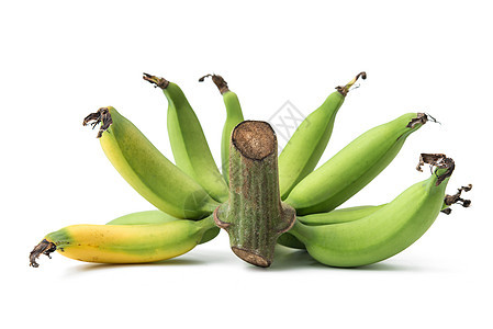 白背景孤立的绿香蕉食物皮肤黄色团体小吃热带早餐营养丛林蔬菜图片