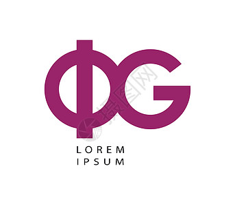 Phi 和 G 标志设计字体品牌身份拉丁字母艺术公司比率作品符号图片