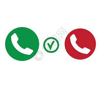 绿色和红色电话图标戒指演讲网站细胞圆圈标识插图听筒象形网络图片