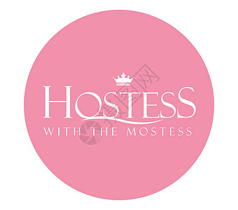 拥有 Mostess 标志设计的女主人标识主人客人派对字体配件文化娱乐邀请函主持人图片