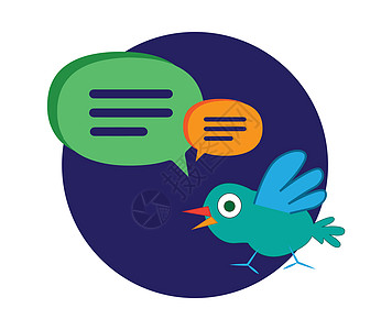 可爱的卡通鸟与讲话泡泡按钮插图社交社区质量飞行电子邮件横幅网络聊天室图片