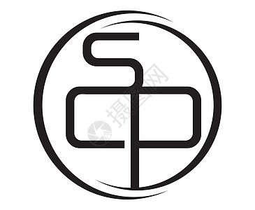 黑白 SCP 标志设计奢华插图品牌字母商业白色圆圈公司标识推广图片