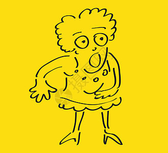 惊讶女性母亲女士绘画线条黑色情感黄色惊喜漫画艺术图片