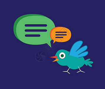 可爱的卡通鸟与讲话泡泡商业聚会媒体质量讨论按钮横幅电子邮件顾客思考图片