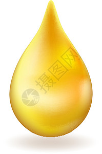 现实的黄油或蜂蜜滴 3D图标金滴落 矢量图解背景图片