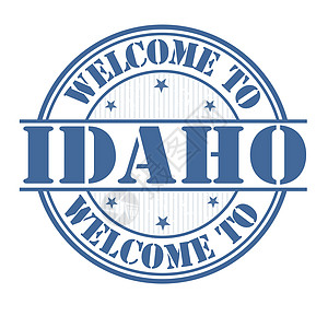 欢迎使用 Idaho 标志或邮票艺术款待贴纸橡皮划伤访问标签水印海豹问候语图片