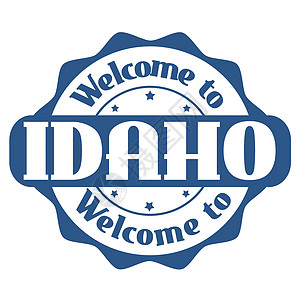 欢迎使用 Idaho 标志或邮票橡皮海豹款待旅行商业徽章插图艺术问候语贴纸图片