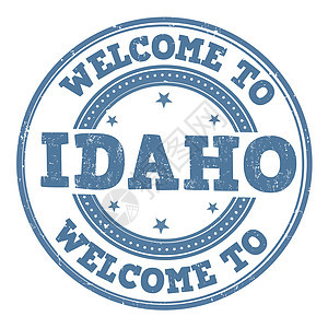 欢迎使用 Idaho 标志或邮票水印艺术贴纸商业拥抱划伤徽章接待店铺橡皮图片