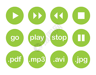 播放矢量按钮或平面绿色 web 图标 se图片