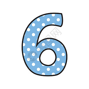 矢量 6 号与孤立在白色背景上的蓝色圆点图片