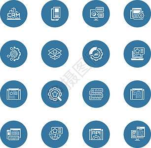 一套商业和营销平面图标管理电子商务技术软件地点清单广告信息案例用户图片